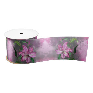 Ruban En Satin Ruban de Fleurs Lys Violet Rose