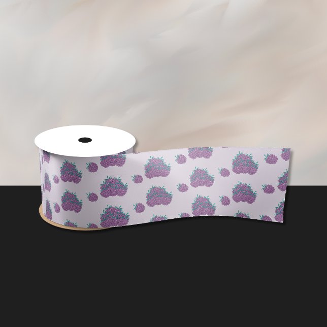Ruban En Satin Ruban de lavande de baies pourpres (Pretty purple berries pattern ribbon .)