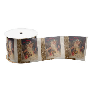 Ruban En Satin Ruban de Noël, Père Noël Vintage