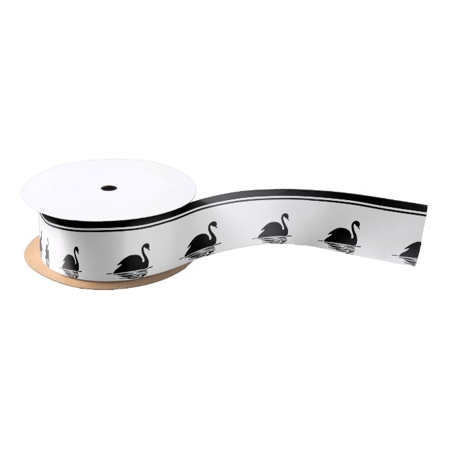 Ruban En Satin Ruban de rayures de cygne noir et de noir (Bobine)