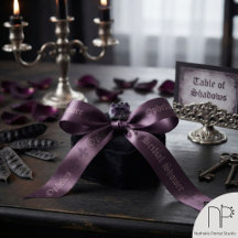 Ruban de satin à monogramme violet et fleur de lis