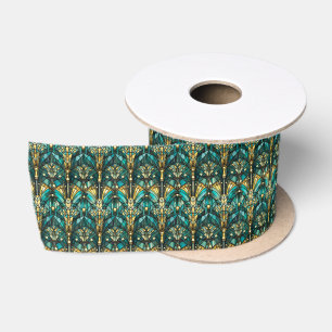 Ruban En Satin Ruban de satin Art Déco or et sarcelle