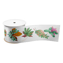 Ruban de satin Cactus et feuille
