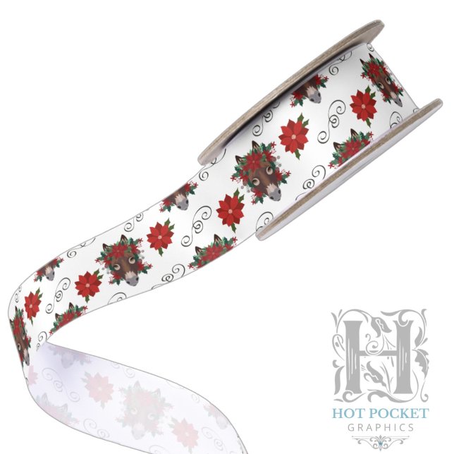 Ruban En Satin Ruban de satin de Noël Âne Floral (Créateur téléchargé)