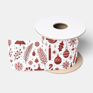 Ruban En Satin Ruban de satin de Noël rouge blanc