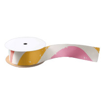 Ruban de satin de style à motifs rétro colorés