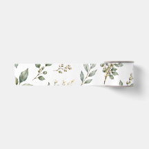 Ruban de satin élégant à motif botanique d'eucalyp