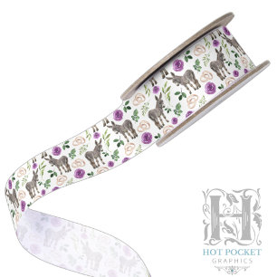 Ruban En Satin Ruban de satin floral violet Âne rustique