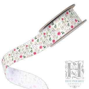 Ruban En Satin Ruban de satin rose floral équestre rustique