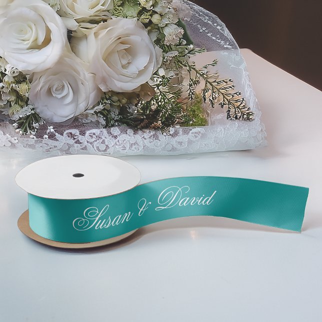 Ruban En Satin Ruban Mariage turquoise - Calligraphie simple et é (Créateur téléchargé)