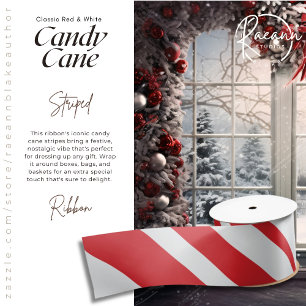 Ruban En Satin Ruban rayé classique Sucre de canne rouge et blanc