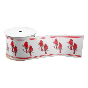 Ruban En Satin Ruban rouge Cardinal Bird Christmas