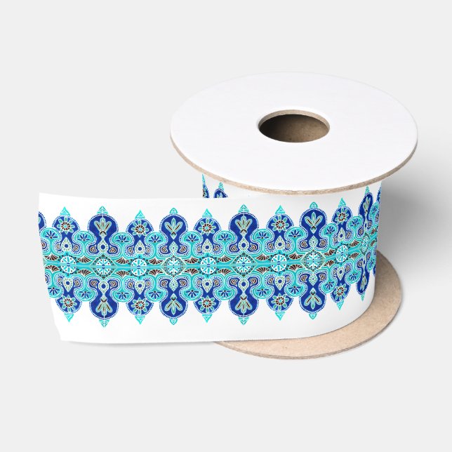 Ruban En Satin Ruban Satin bleu et turquoise (Bobine)