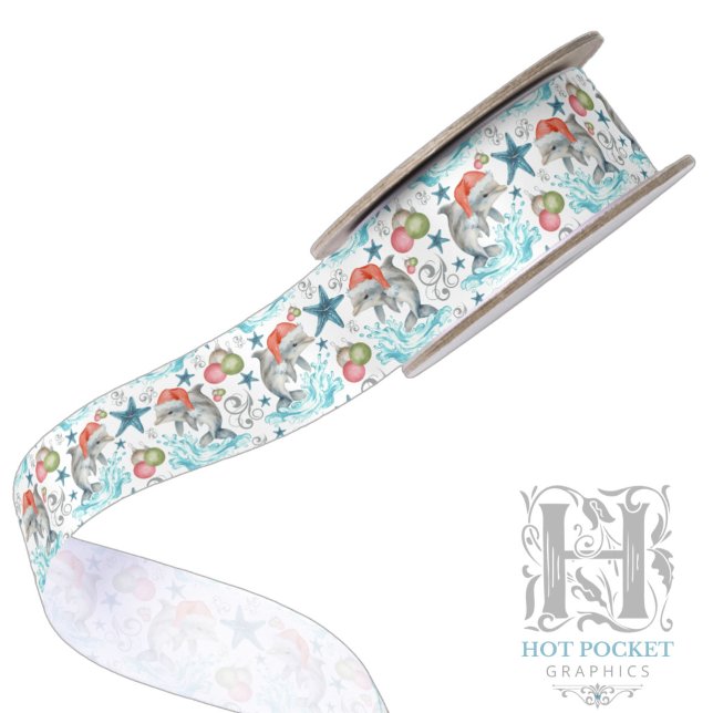 Ruban En Satin Ruban satin Noël dauphin blanc (Créateur téléchargé)