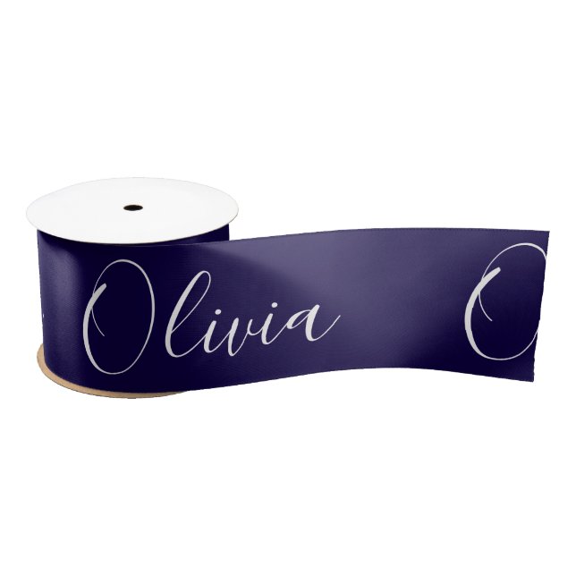 Ruban En Satin Ruban satin personnalisé bleu marine élégant (Bobine)
