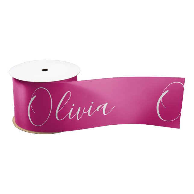 Ruban En Satin Ruban satin personnalisé rose fuchsia élégant (Bobine)