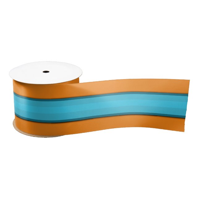 Ruban En Satin Ruban satiné Aqua Orange Large Stripes (Bobine)