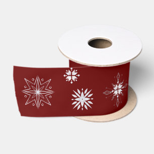Ruban En Satin Ruban Silver Snowflake Holiday Satin
