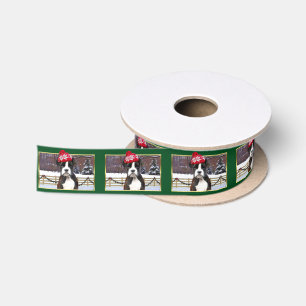 Ruban En Satin Ruban vert de satin de chien de boxeur de Noël