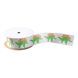 Ruban En Satin Ruban vert et orange de satin de Stegosaurus