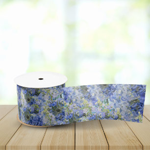 Ruban En Satin Rubans à motif d'hortensias bleus