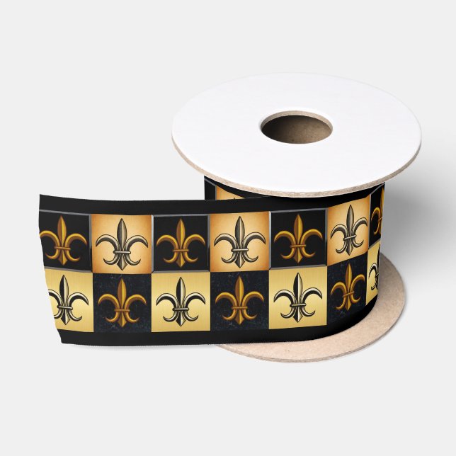 Ruban En Satin Rubans Carrés Fleur De Lis (Bobine)