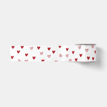 Rubans de satin blancs avec coeurs rouges mignons