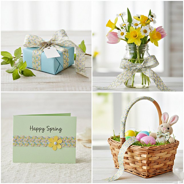 Ruban En Satin Rubans de satin fleurs pastel (Créateur téléchargé)