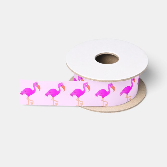 Ruban En Satin Rubans Flamants roses roses (Bobine)