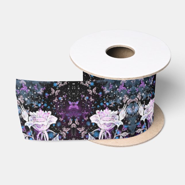 Ruban En Satin Rubans Roses Blanches (Bobine)
