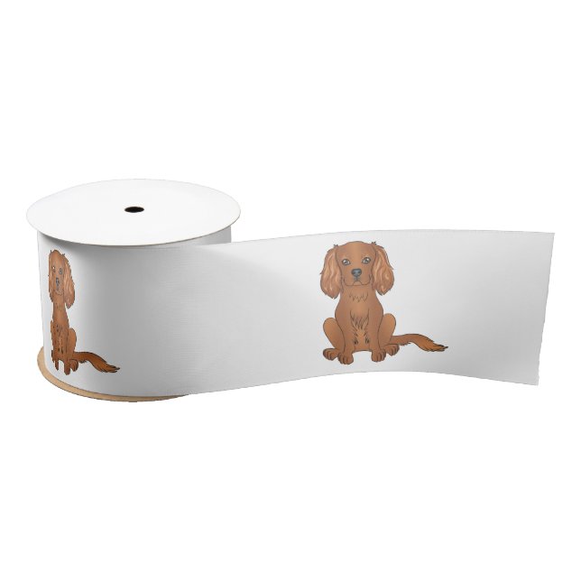 Ruban En Satin Ruby Cavalier King Charles Spaniel Chien assis (Bobine)