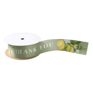 Ruban En Satin Rustique Aquarelle Citrons Merci Mariage Faveur