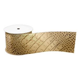 Ruban En Satin Rustique Chic Western Pays Alligator Beige Imprime