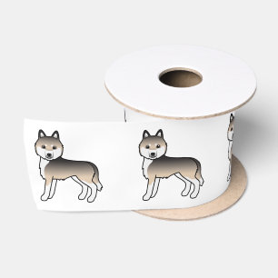 Ruban En Satin Sable Siberian Husky Chien de Dessin Animé Mignon