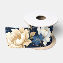 Sac à cadeau bleu fleurs victoriennes