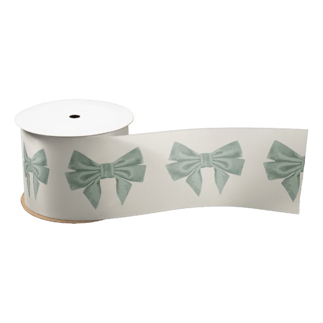 Ruban En Satin Sage Velvet arcs design (Bobine)