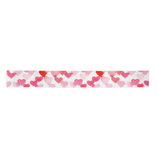 Ruban En Satin Saint Valentin Coeurs d'aquarelle rouge et rose