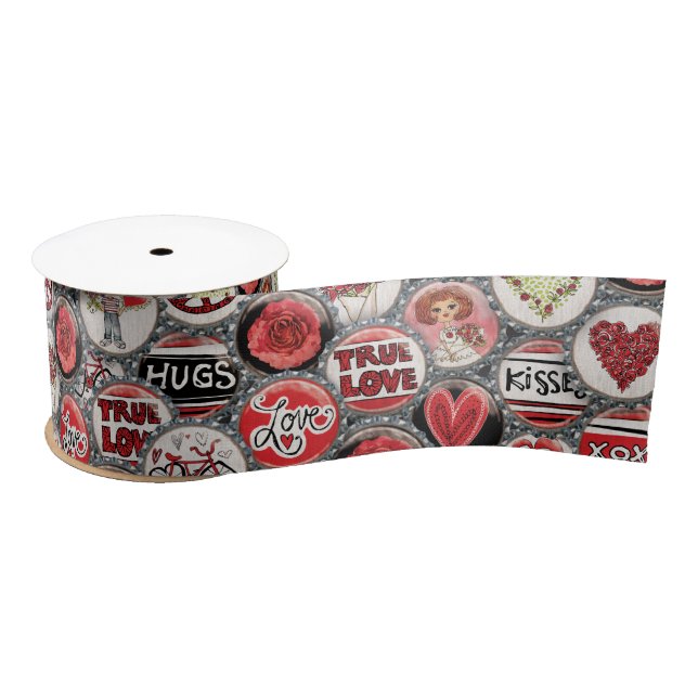 Ruban En Satin Saint Valentin Mot mignon Bouteille d'art Casquett (Bobine)