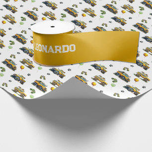 Ruban En Satin Salutation d'anniversaire jaune avec nom personnal