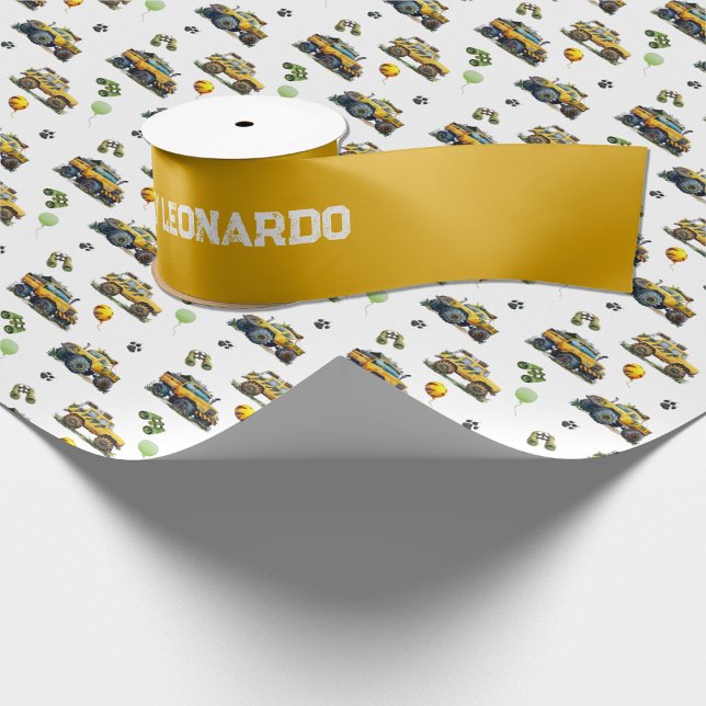 Ruban En Satin Salutation d'anniversaire jaune avec nom personnal (Créateur téléchargé)