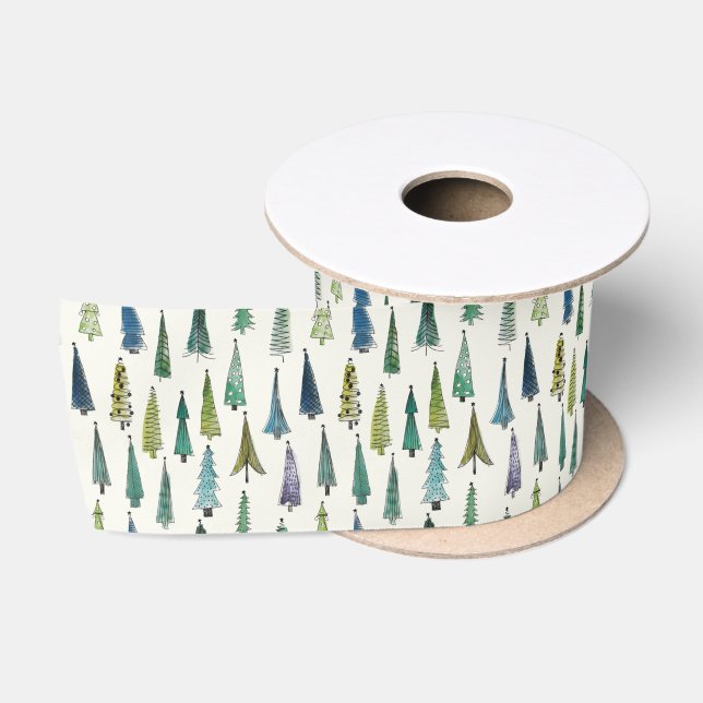 Ruban En Satin Sapins de Noël (Bobine)