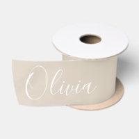 Satin élégant beige neutre personnalisé avec nom