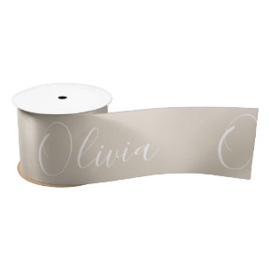 Ruban En Satin Satin élégant beige neutre personnalisé avec nom