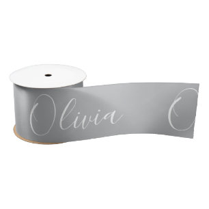 Ruban En Satin Satin gris élégant personnalisé au nom