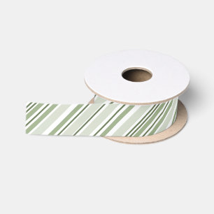 Ruban En Satin Sauge (clair, moyen, foncé), rayures diagonales bl