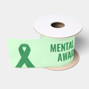 Ruban En Satin Sensibilisation à la santé mentale Vert Santé ment