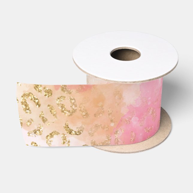 Ruban En Satin Série de design peinture léopard 13  (Bobine)