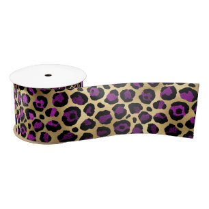 Ruban En Satin Série Leopard violet et or 4
