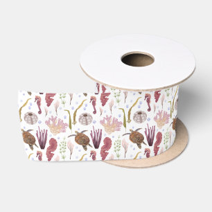 Ruban En Satin Série Vie Marine Design 29