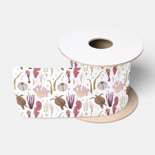 Ruban En Satin Série Vie Marine Design 29  (Bobine)